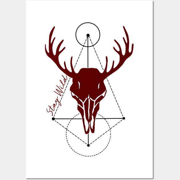 "Stay Wild" Deer Skull Geometric Design Wall Art by MillerDesigns